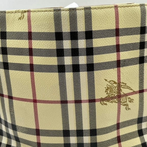 Burberrys Coated Canvas Nova check tote small handbag Purse 7"H 9"W vintage - Picture 11 of 15